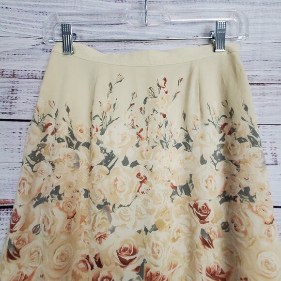 Petite Sophisticate Silk Floral Skirt Size 6 Muted Floral Roses Whimsy Fairycore - Picture 3 of 10